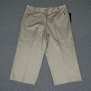 NWT Sag Harbor Petite 16P Stretch Slimming Solution Crop Pants Stone Beige